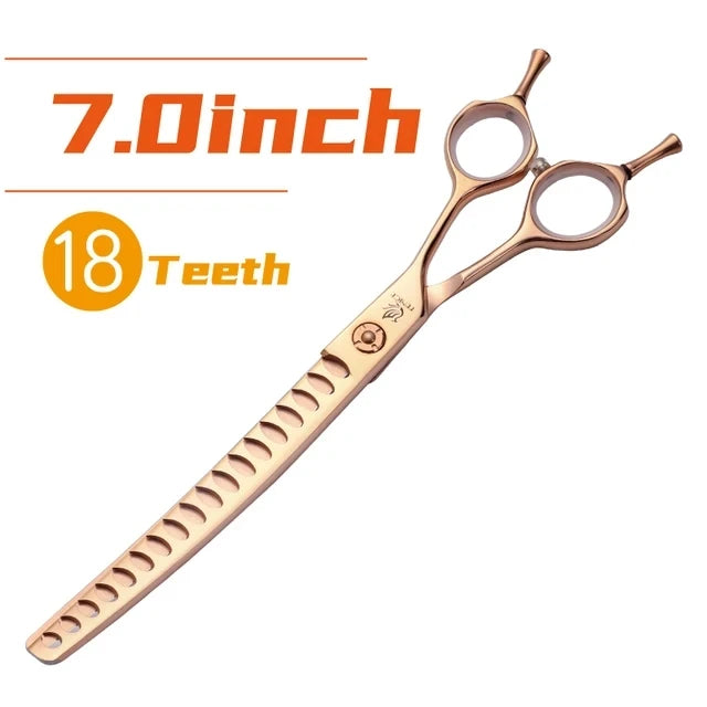 High-end 7.25 inch Professional Pet Dog Grooming Scissors Curved Thinning Chunker Shears