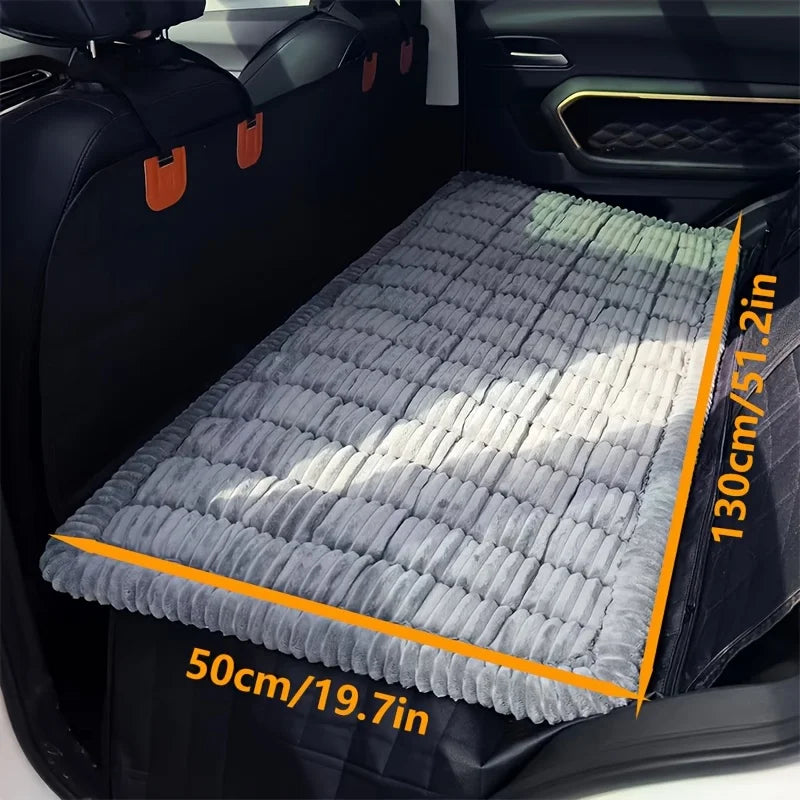 Summer Cool Soft Striped Plush Car Dog Bed Mat, Non-slip Washable Pet Travel Cushion Pad, Thick Sleeping Mattress for Car Trunk