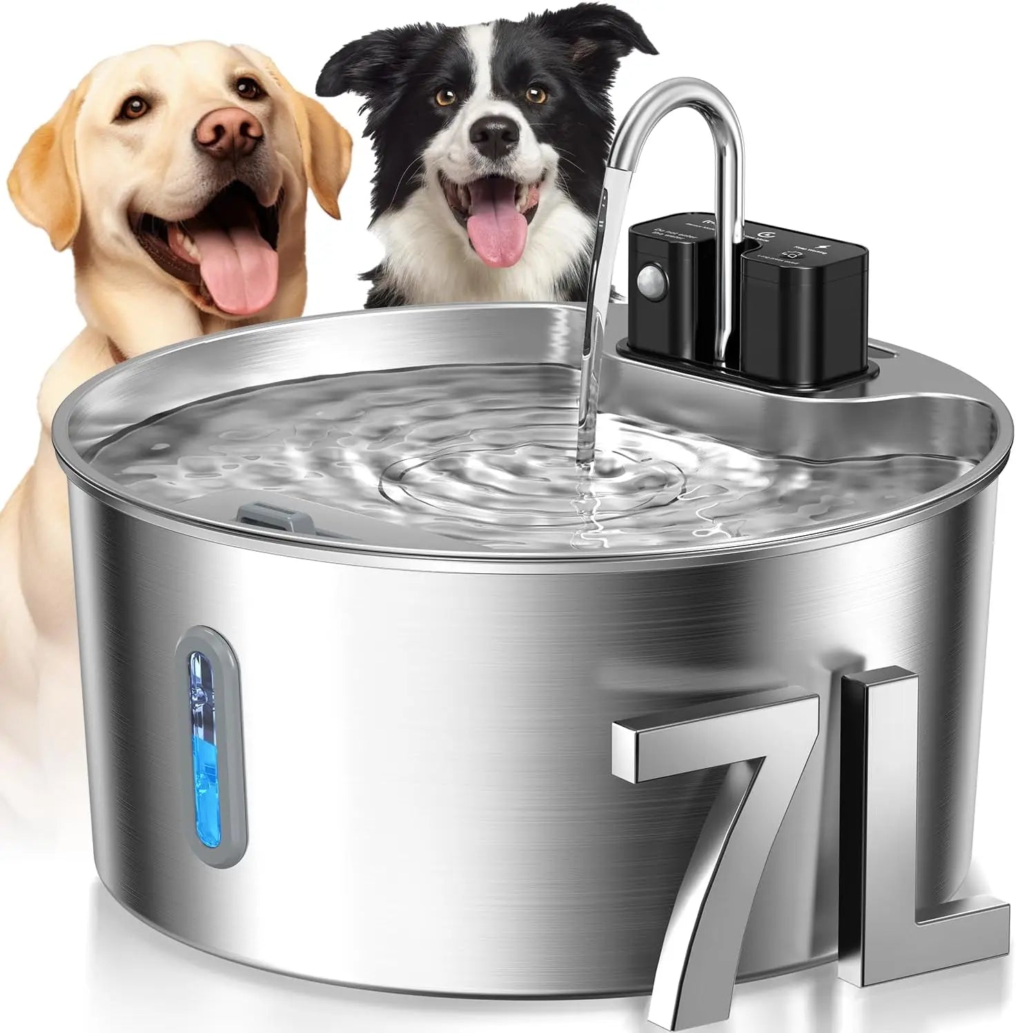 7L Stainless Steel Wireless Recharging Sensor Cat Water Fountain Auto Drinking Fountain For Cats Dog Drinker