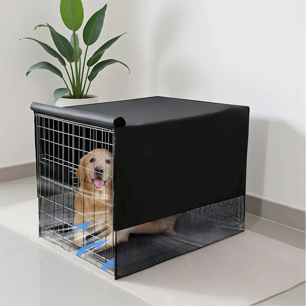 Breathable Dog Crate Cover 18-48 Inch Oxford Cloth Pet Kennel Cover Fit For Wire Dog Crate Black 4 Sides Mesh Ventilation