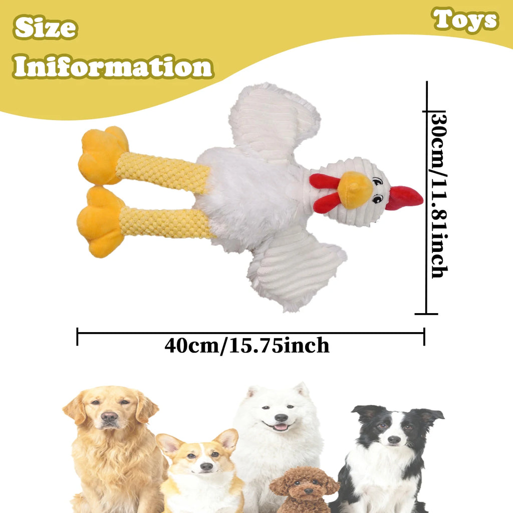Realistic Squeaky Long Leg Chicken Plush Toy Soft Fabric Chewable Pet Companion Toy for Dogs Cats