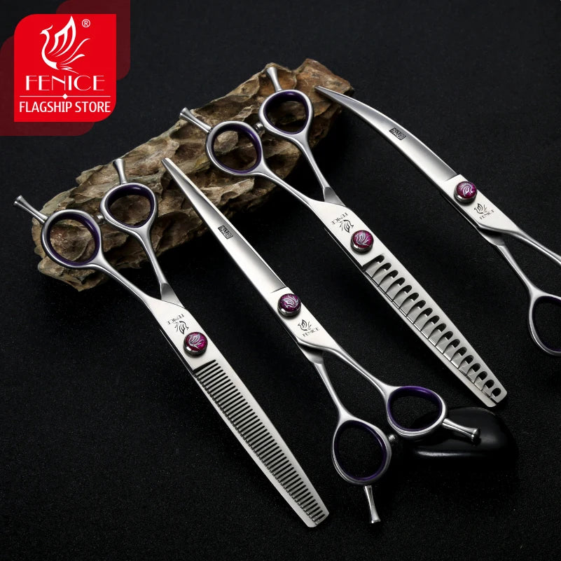 7/8 Inch Professional Pet Dogs Grooming Scissors Straight Curved Thinning Chunker Shear Scissors Set For Dogs