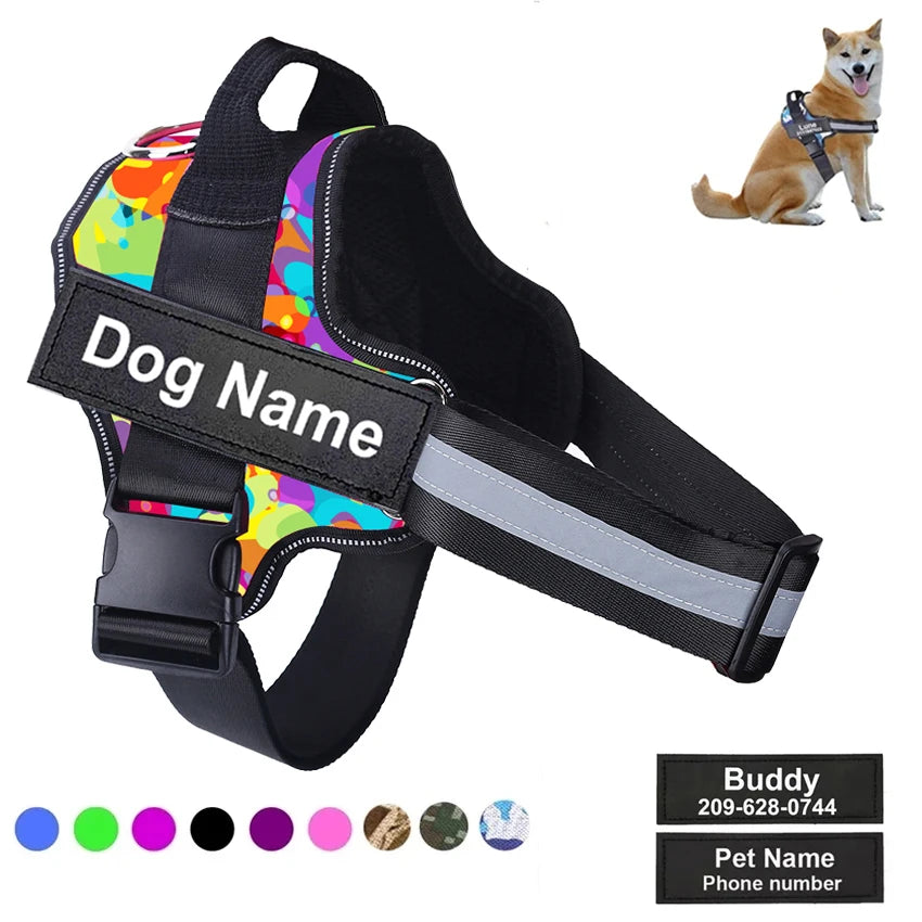 NO PULL Reflective Breathable Adjustable Pet Harness
