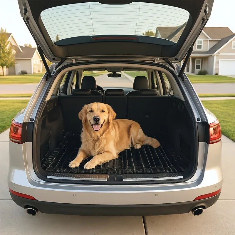 Summer Cool Soft Striped Plush Car Dog Bed Mat, Non-slip Washable Pet Travel Cushion Pad, Thick Sleeping Mattress for Car Trunk