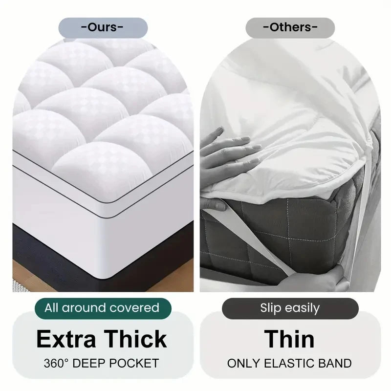 HGETVE Extra Thick Mattress covers  Topper 1000Gsm Cooling Noiseless Breathable Fitted 8-21 Deep Pocket Machine Washable