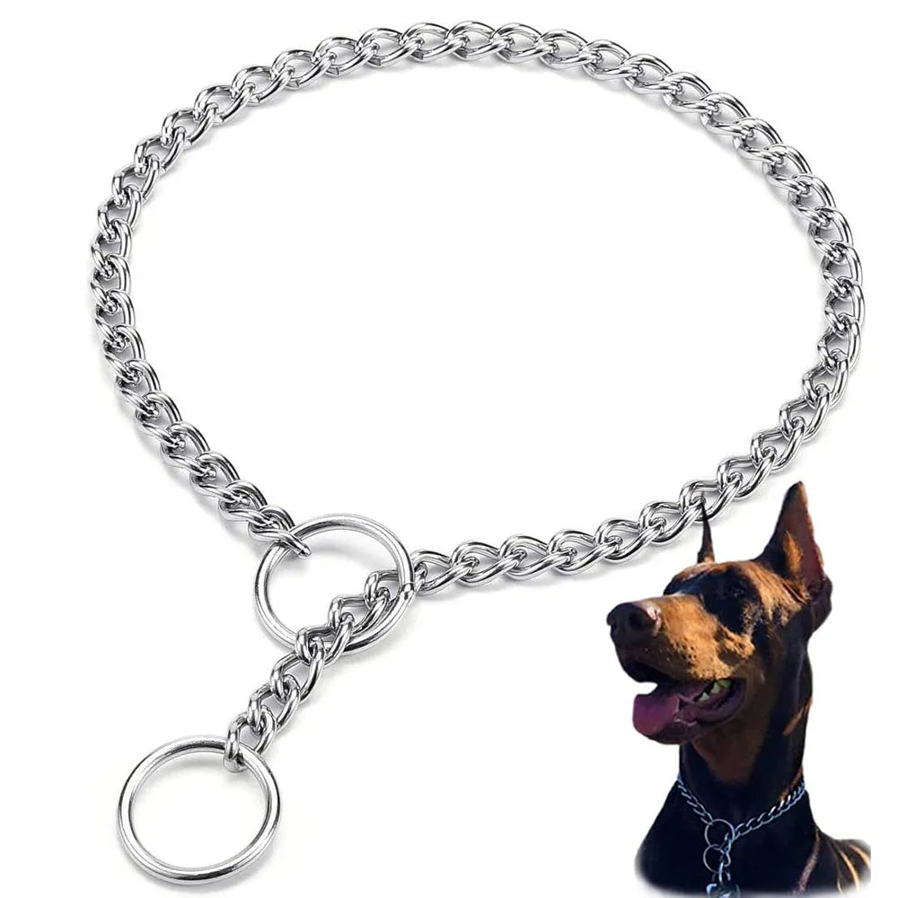 Dog Choke Collar Chew-proof Metal Dog Slip Chain Pinch Collars for Small Medium Large Dogs Training