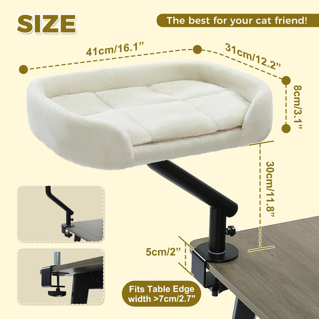 Cat Desk Bed, 360° Rotatable Cat Bed Stand for Indoor Cats, Adjustable Cat Basket,