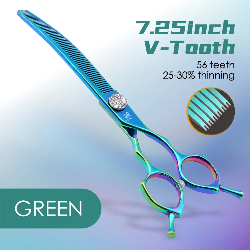 High-end 7.25 inch Professional Pet Dog Grooming Scissors Curved Thinning Chunker Shears