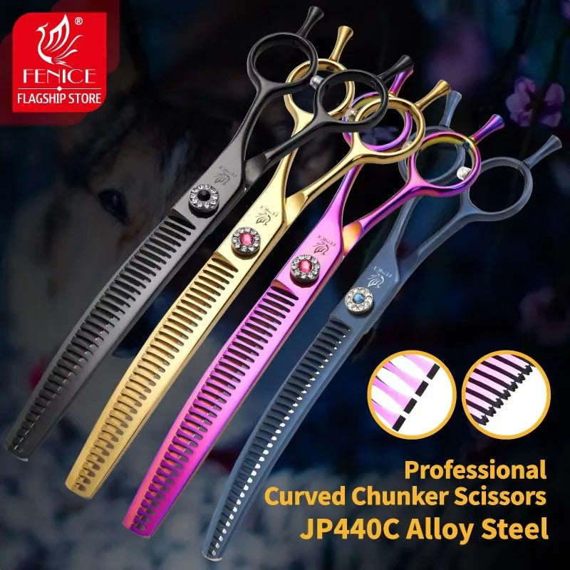 High-end 7.25 inch Professional Pet Dog Grooming Scissors Curved Thinning Chunker Shears