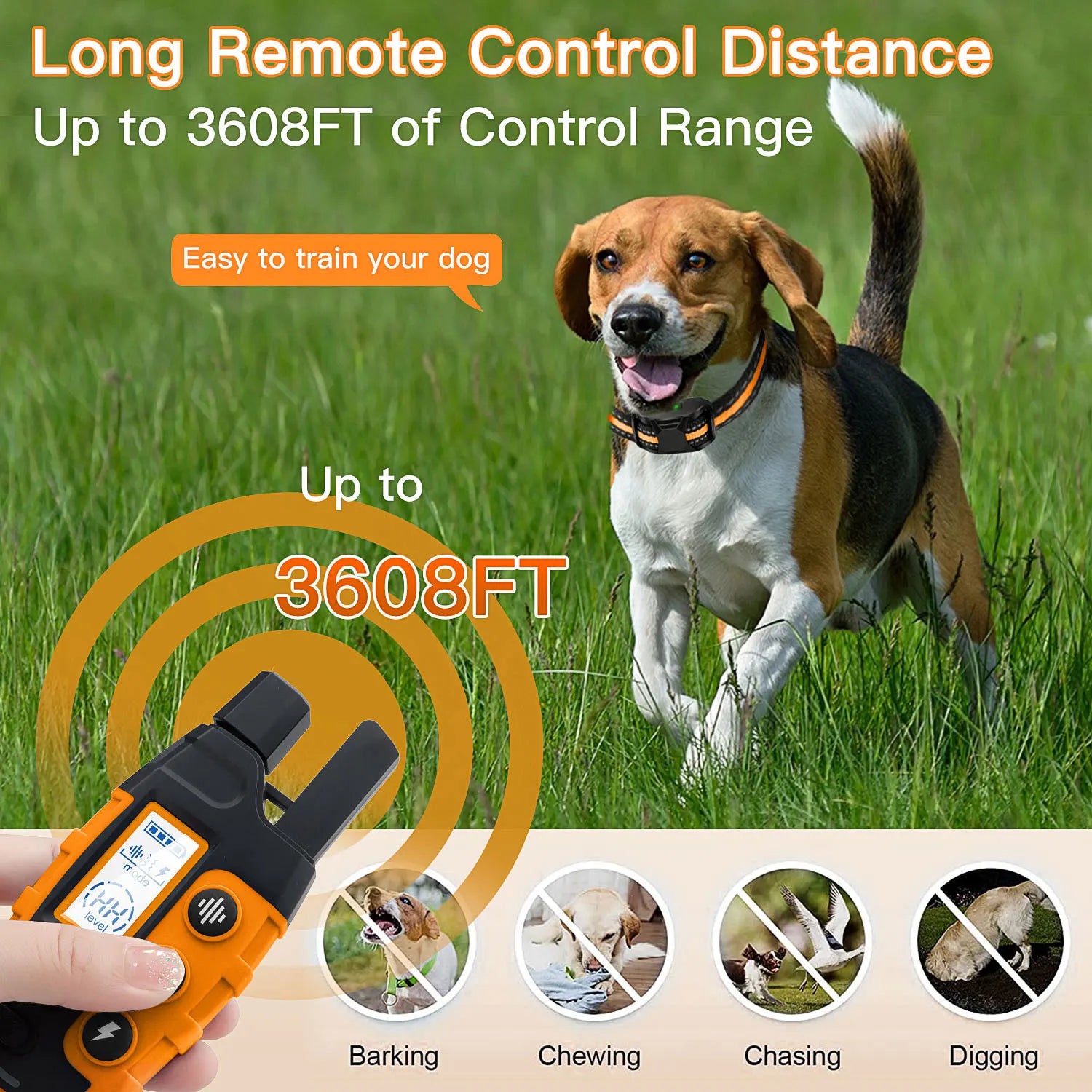 Electric Dog Training Collar Remote Control Waterproof Pet Behavior