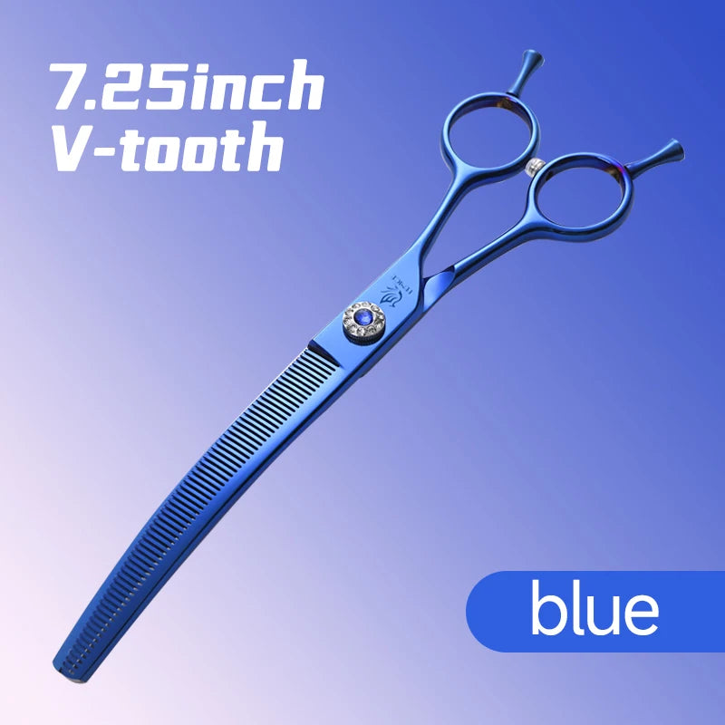 High-end 7.25 inch Professional Pet Dog Grooming Scissors Curved Thinning Chunker Shears