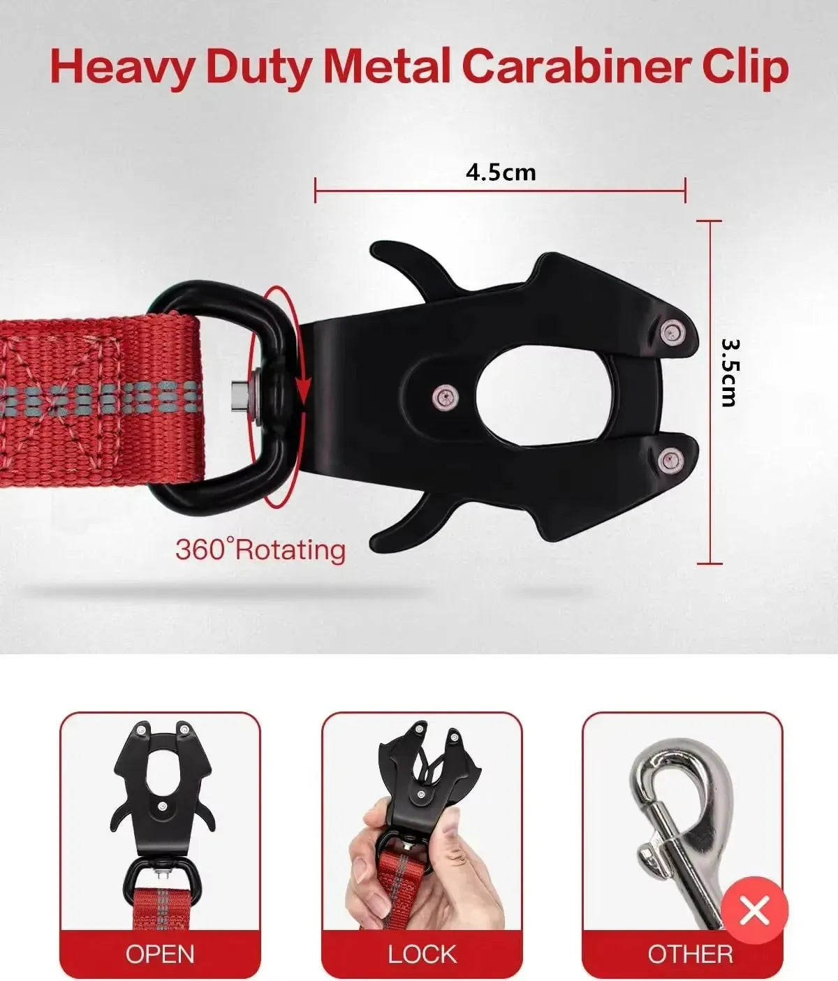 Tactical Dog Leash Heavy Duty, 4-6FT Shock Absorbing Bungee Lead with 2 Padded Handle,