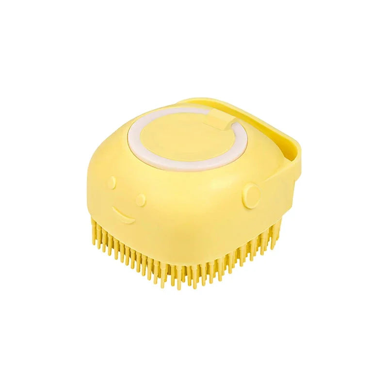 Dog Bathing Brush Pet Massage Brush Shampoo Dispenser Soft Silicone Brush Rubber Bristle for Dogs and Cats