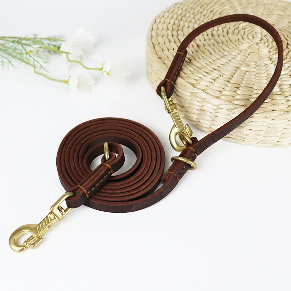 Hands Free Dog Leash 2.3m Real Leather Crossbody Dog Running Leash Multifunctional Pet Leads for All Breeds