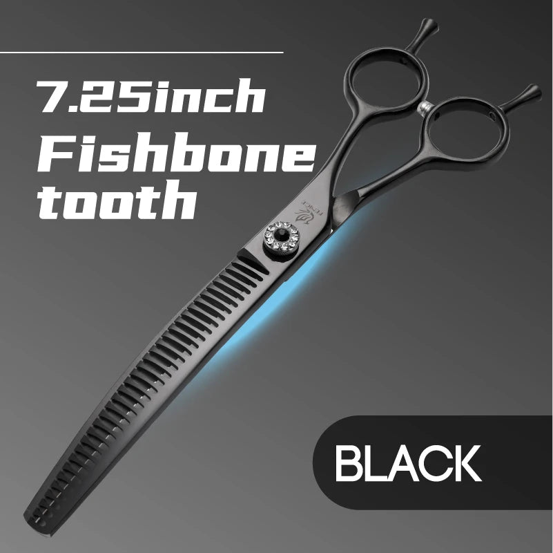 High-end 7.25 inch Professional Pet Dog Grooming Scissors Curved Thinning Chunker Shears
