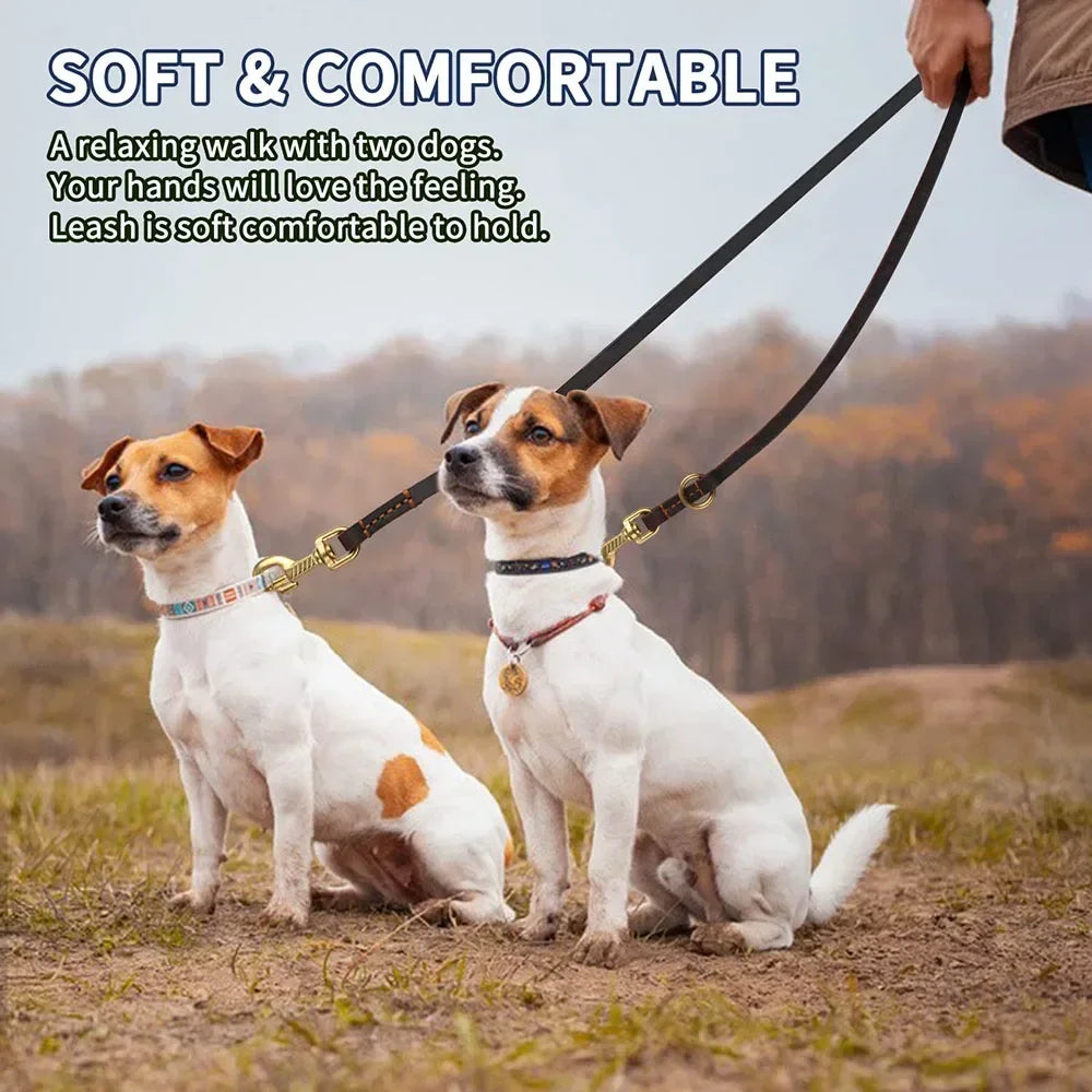 Hands Free Dog Leash 2.3m Real Leather Crossbody Dog Running Leash Multifunctional Pet Leads for All Breeds