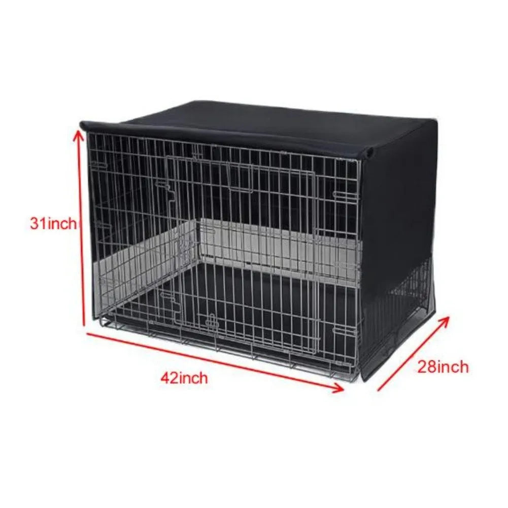 Breathable Dog Crate Cover 18-48 Inch Oxford Cloth Pet Kennel Cover Fit For Wire Dog Crate Black 4 Sides Mesh Ventilation