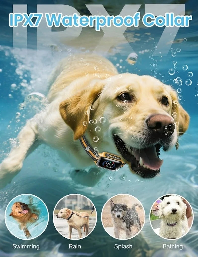 IPX7 Waterproof Dog Training Collar,Smart 2-in-1 Auto Anti-Bark and Shock Collar for All Size Dogs,3300FT Remote Electric Collar