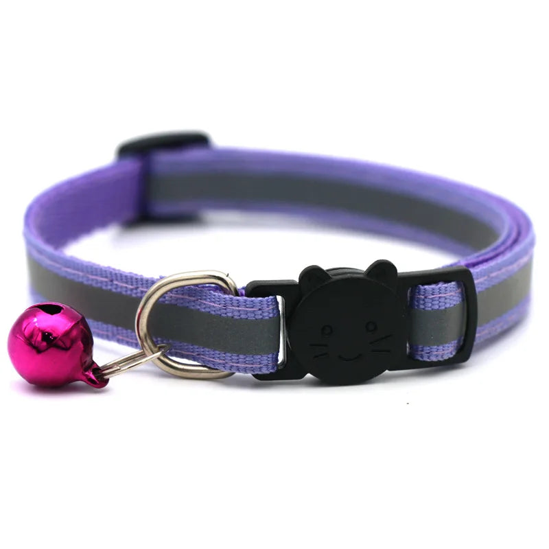 Cat Collar Colors Reflective Breakaway Neck Ring Necklace Bell Pet Products Safety Elastic Adjustable with Soft Material