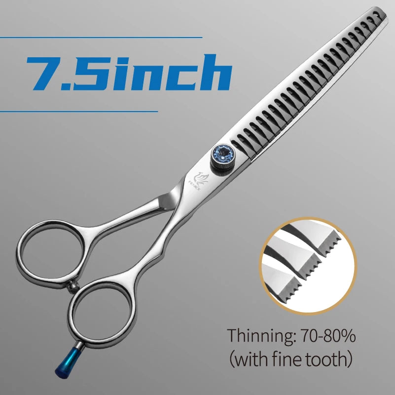 Fenice JP440C Steel Professional Pet Scissors 7/7.5/8 Inch Dog Grooming Chunker Thinner Shears with Small Teeth 70-80% Rate