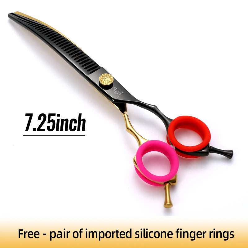 High-end 7.25 inch Professional Pet Dog Grooming Scissors Curved Thinning Chunker Shears