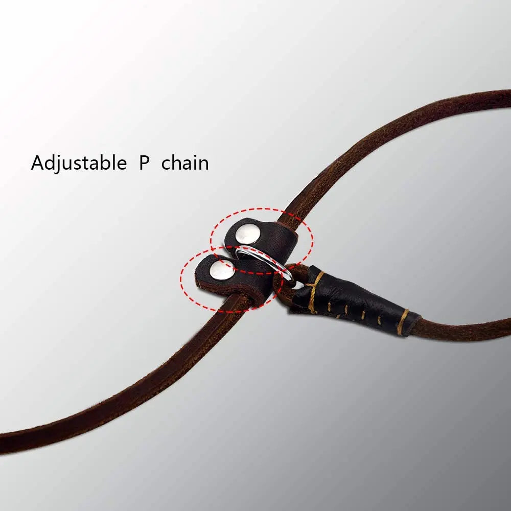 Slip Dog Leash Soft Thin Handmade Genuine Leather Pet Puppy Dog Chain Collar Leash Slip for Small and large dogs