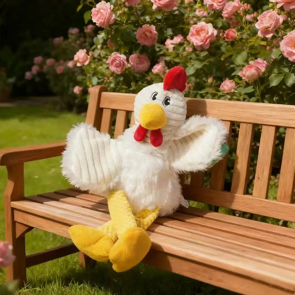 Realistic Squeaky Long Leg Chicken Plush Toy Soft Fabric Chewable Pet Companion Toy for Dogs Cats
