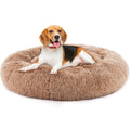 Calming Dog Bed for Medium to Large Dogs Washable Large Pet Bed Anti-Slip Round Fluffy Plush Faux Fur D