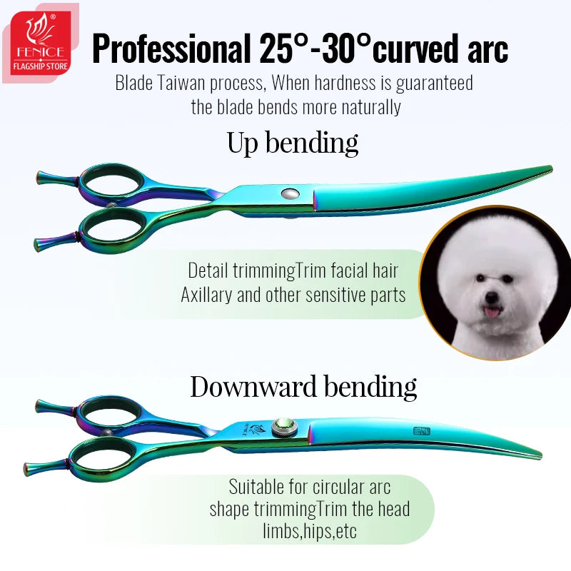 Steel 7.5 Inch Dog Beauty Scissors Pet Dogs Grooming Scissors Set Straight&Curved &Thinner&Chunker Shears Kits