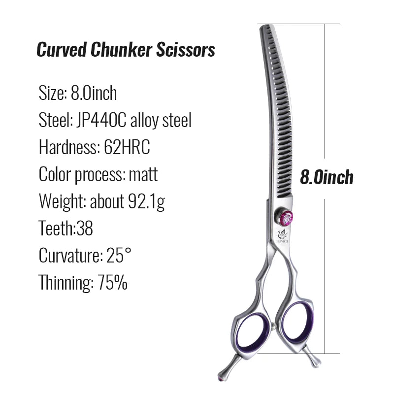 7/8 Inch Professional Pet Dogs Grooming Scissors Straight Curved Thinning Chunker Shear Scissors Set For Dogs