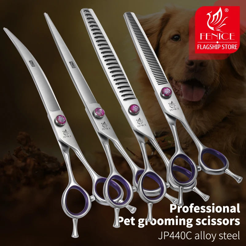 7/8 Inch Professional Pet Dogs Grooming Scissors Straight Curved Thinning Chunker Shear Scissors Set For Dogs