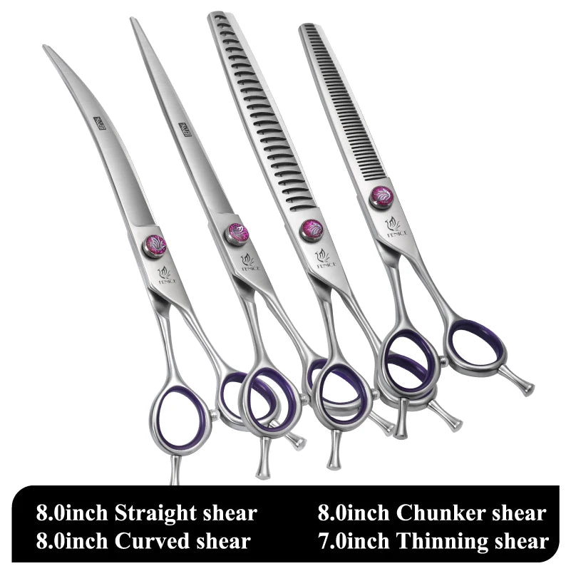7/8 Inch Professional Pet Dogs Grooming Scissors Straight Curved Thinning Chunker Shear Scissors Set For Dogs