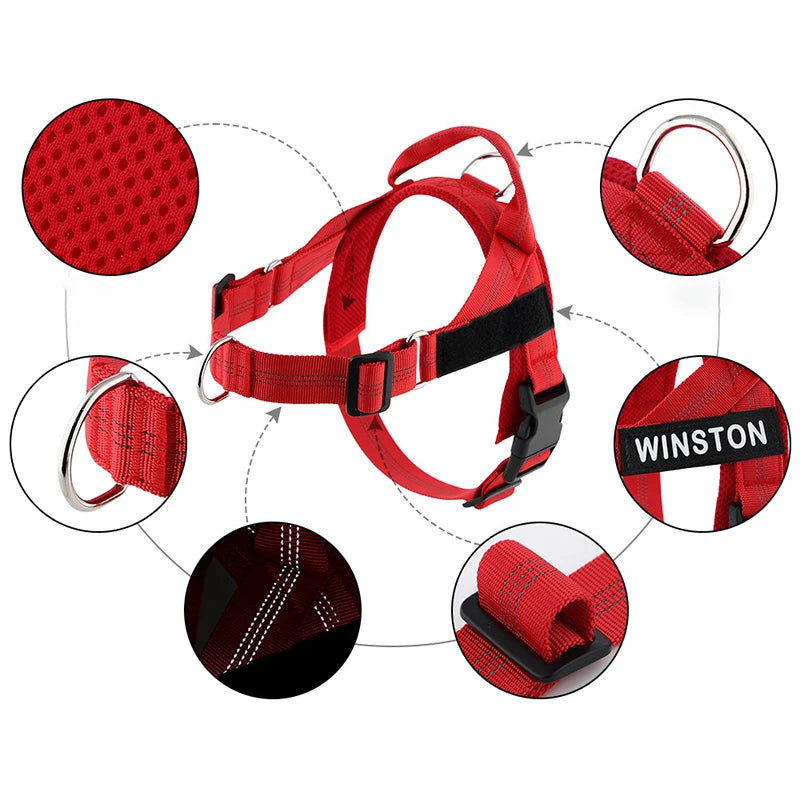 Personalized Reflective No Pull Harness for Small Medium Dog Washable