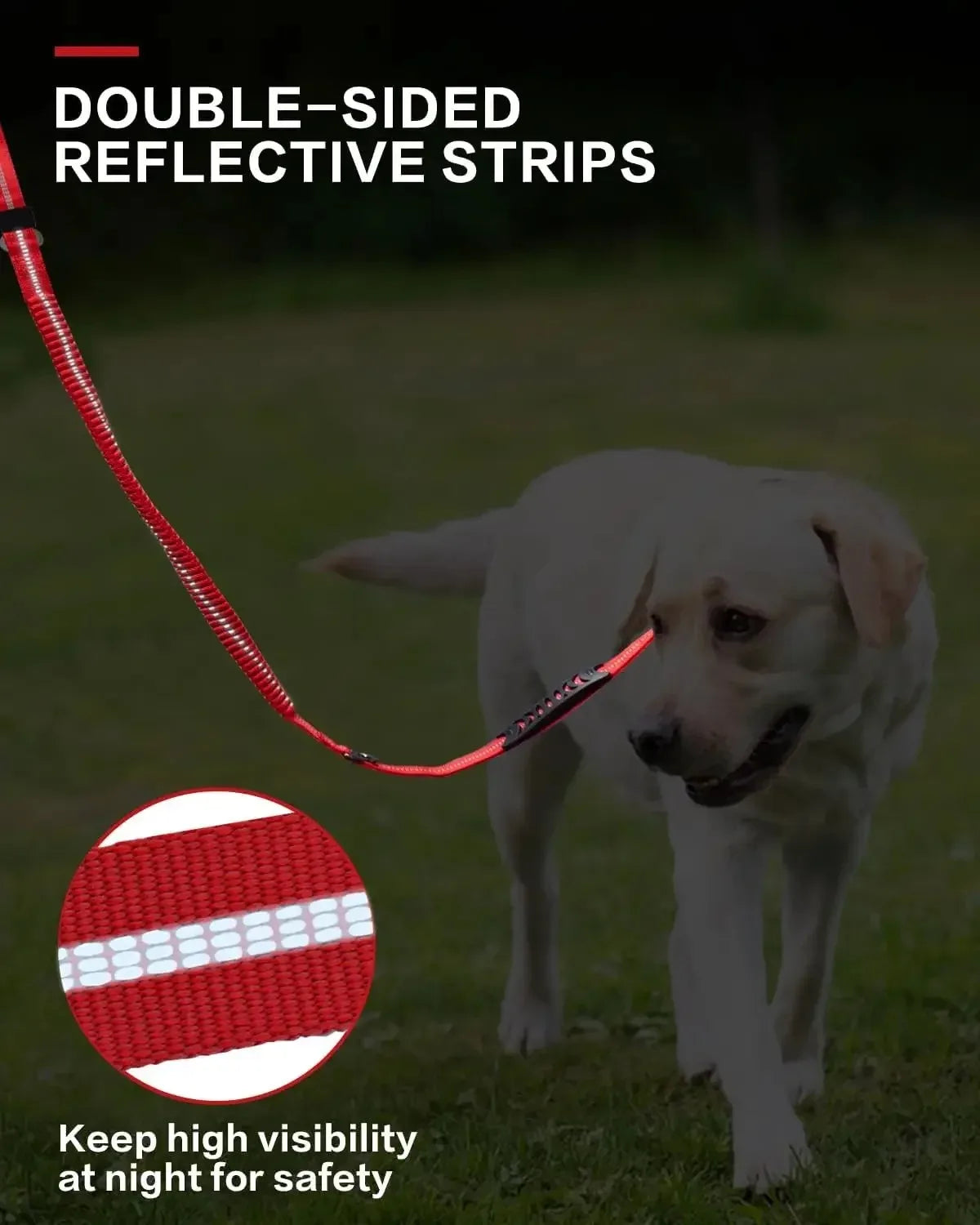 Tactical Dog Leash Heavy Duty, 4-6FT Shock Absorbing Bungee Lead with 2 Padded Handle,
