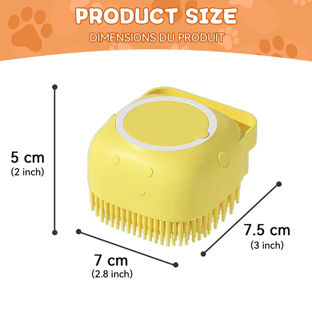 Dog Bathing Brush Pet Massage Brush Shampoo Dispenser Soft Silicone Brush Rubber Bristle for Dogs and Cats