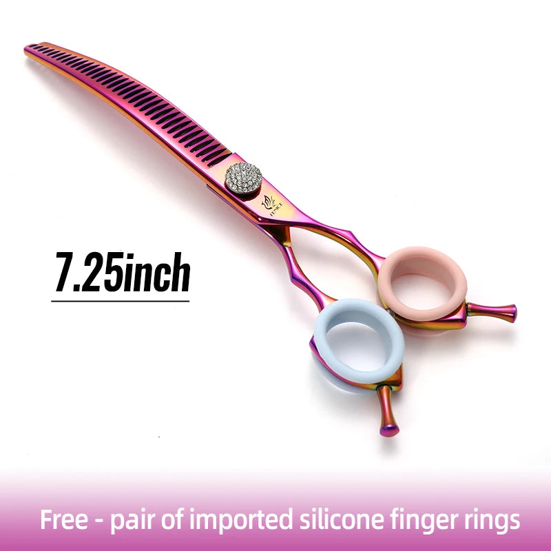 High-end 7.25 inch Professional Pet Dog Grooming Scissors Curved Thinning Chunker Shears