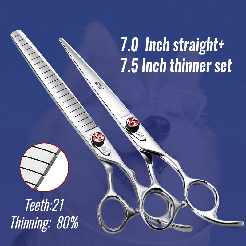 7/7.5 inch Pet Fluffy Thinning Grooming Scissors Straight Dog Scissors Thinner Shears