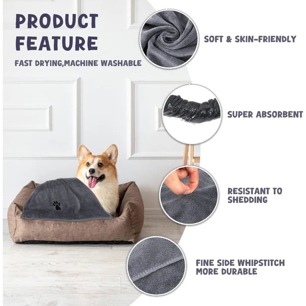 Large Size Pet Grooming Towel, Reusable Microfiber Cloth for Efficient Drying After Bath