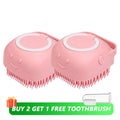 Dog Bathing Brush Pet Massage Brush Shampoo Dispenser Soft Silicone Brush Rubber Bristle for Dogs and Cats