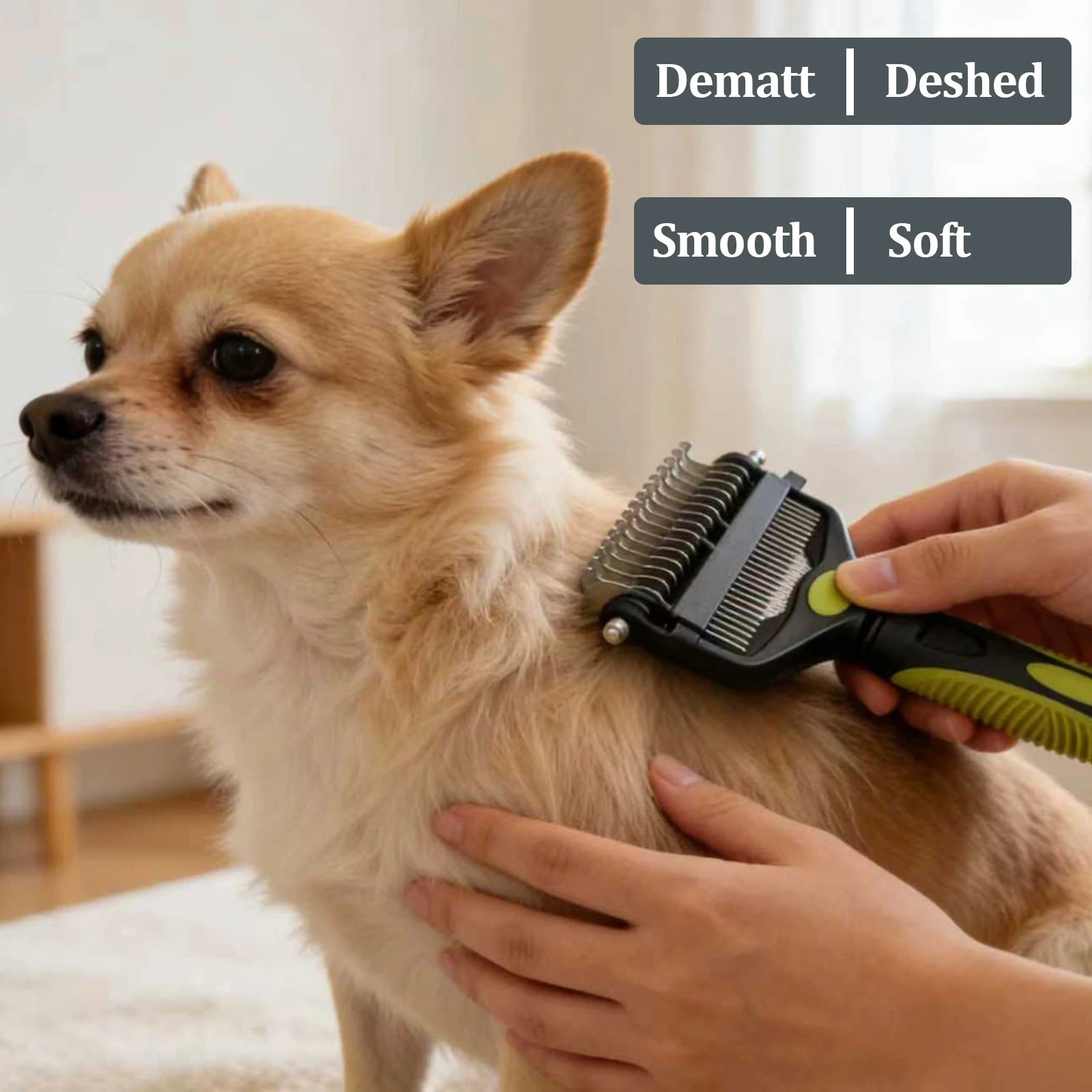 3 in 1 Pet Grooming Hair Brush Dog Deshedding Remover Double Sided Shedding Comb with Stainless Steel Teeth Fur Knot Cutter