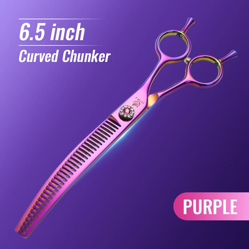 High-end 7.25 inch Professional Pet Dog Grooming Scissors Curved Thinning Chunker Shears