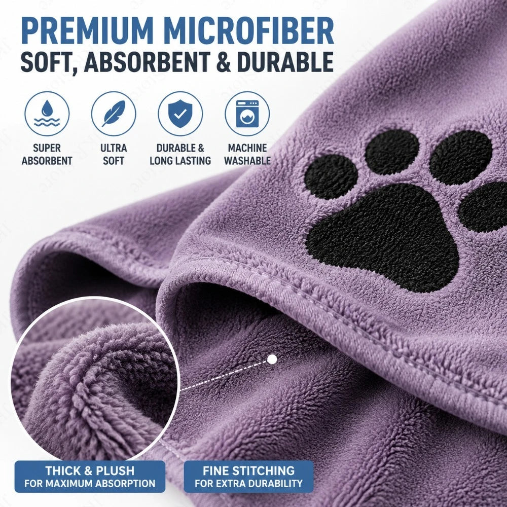 Large Size Pet Grooming Towel, Reusable Microfiber Cloth for Efficient Drying After Bath