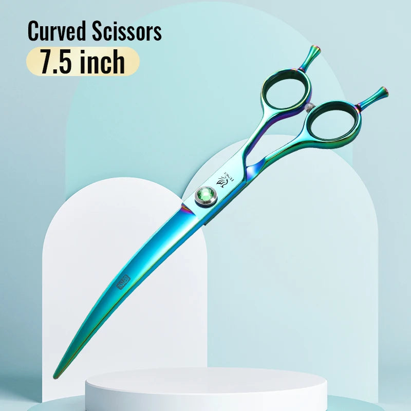 Steel 7.5 Inch Dog Beauty Scissors Pet Dogs Grooming Scissors Set Straight&Curved &Thinner&Chunker Shears Kits