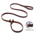 Genuine Leather Dog Leash Slip Collar Lead Rope Strong Heavy Duty Dog Training Leash No Pull Training Lead