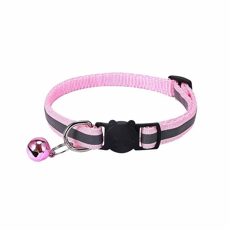 Cat Collar Colors Reflective Breakaway Neck Ring Necklace Bell Pet Products Safety Elastic Adjustable with Soft Material
