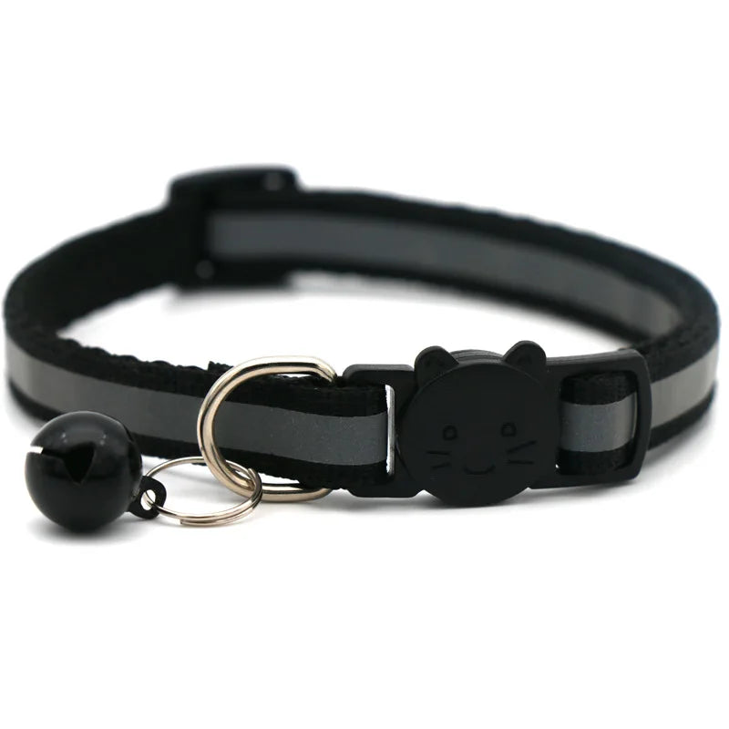 Cat Collar Colors Reflective Breakaway Neck Ring Necklace Bell Pet Products Safety Elastic Adjustable with Soft Material