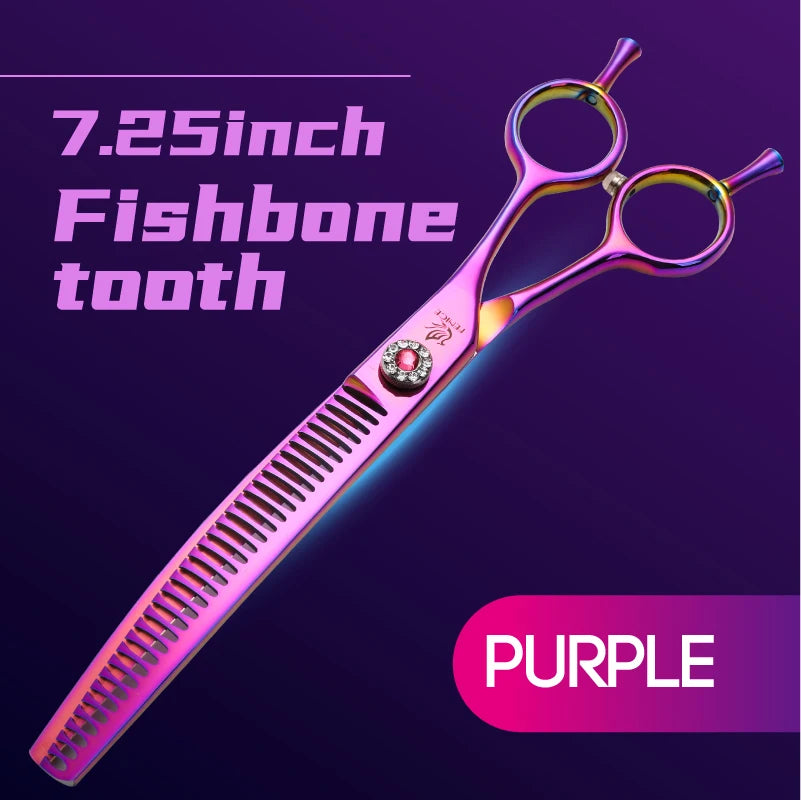High-end 7.25 inch Professional Pet Dog Grooming Scissors Curved Thinning Chunker Shears